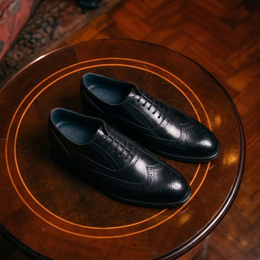 RNK Domani Nero Wingtip Oxford Brogue Shoes in Black