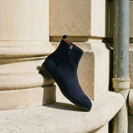 RNK Lord Noir Suede Boots in Navy Blue
