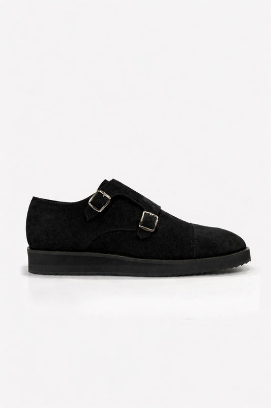 Monkers – Suede Double Monk Strap Shoes | Black