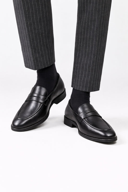 Alfredo – Classic Black Penny Loafers in Premium Leather | RNK Luxe