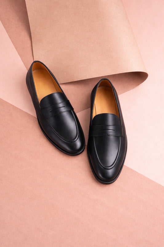 Alfredo – Classic Black Penny Loafers in Premium Leather | RNK Luxe