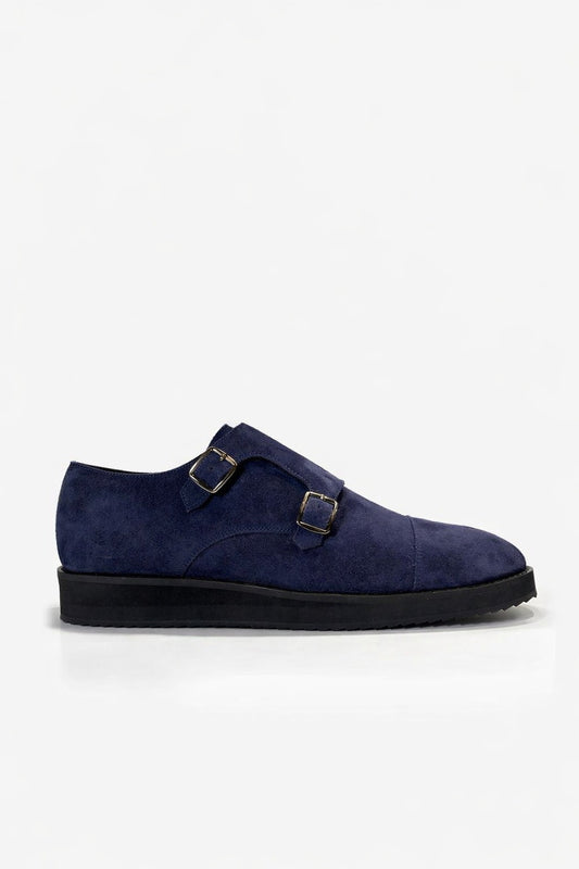 Monkers – Suede Double Monk Strap Shoes | Blue