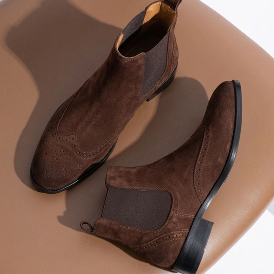 RNK Wellington Brun Suede Chelsea Boots in Brown