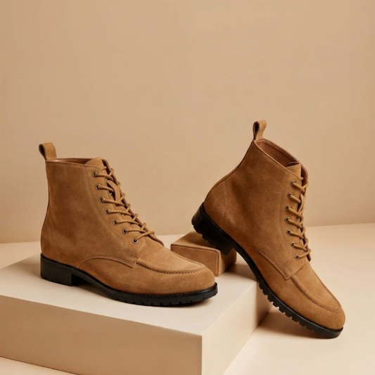 RNK Cooper Tan Suede Leather Derby Boots