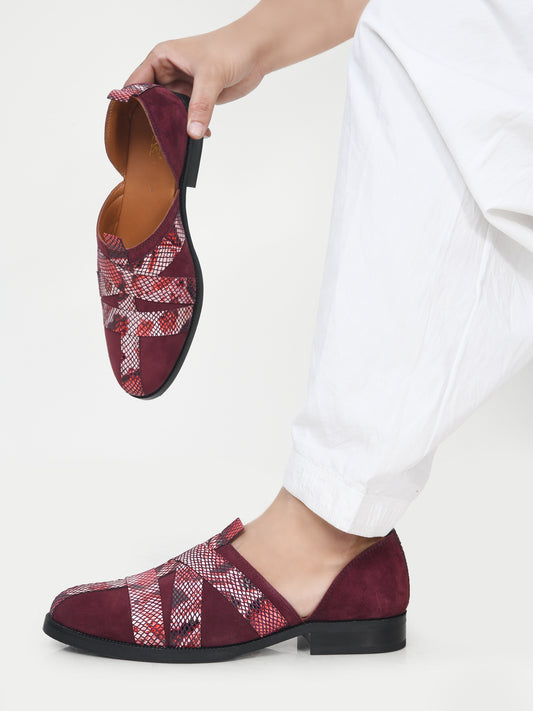 Maroon Printed Peshawari Sandal