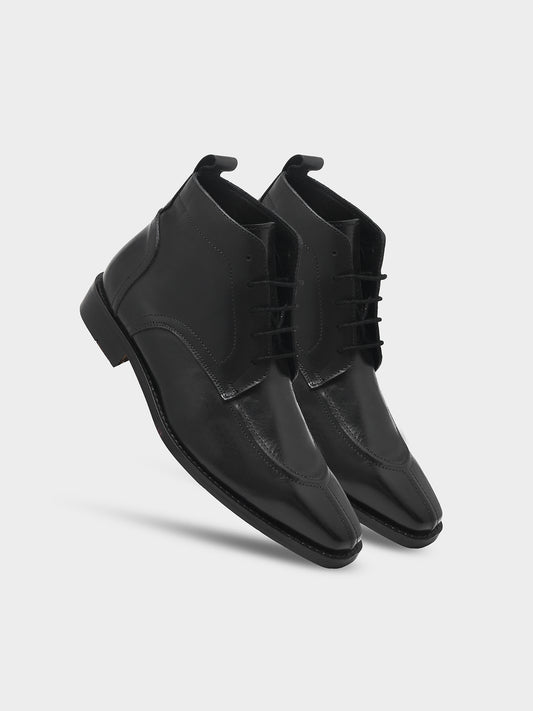 RNK Vesper Black Boot | Premium Men’s Sleek Lace-Up Derby Ankle Boots