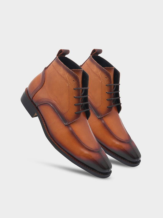 RNK Vesper Tan Boot | Premium Men’s Sleek Lace-Up Derby Ankle Boots