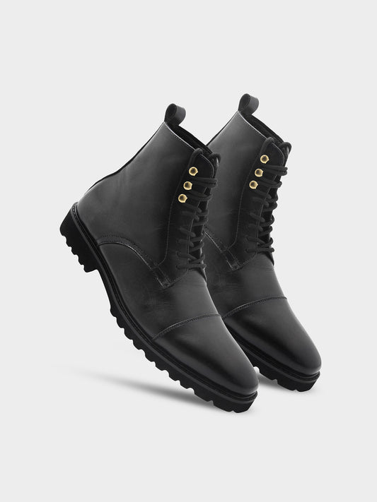 The Combat Boots (Black) - Premium Handcrafted Military-Inspired Leather Boot