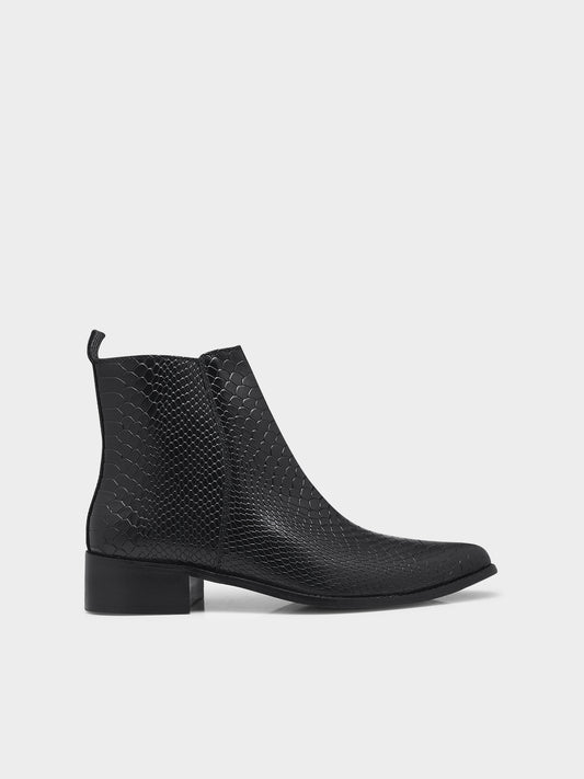 "Luxury black crocodile-embossed Chelsea boots for men - Venom Croco by RNK Luxe