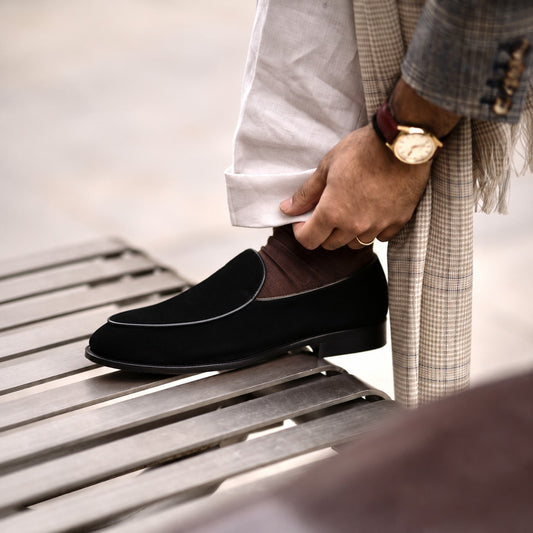 RNK (New York) Velvet Loafers for Men | Black Luxury Evening Slip-On Shoes