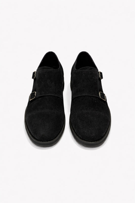 Monkers – Suede Double Monk Strap Shoes | Black