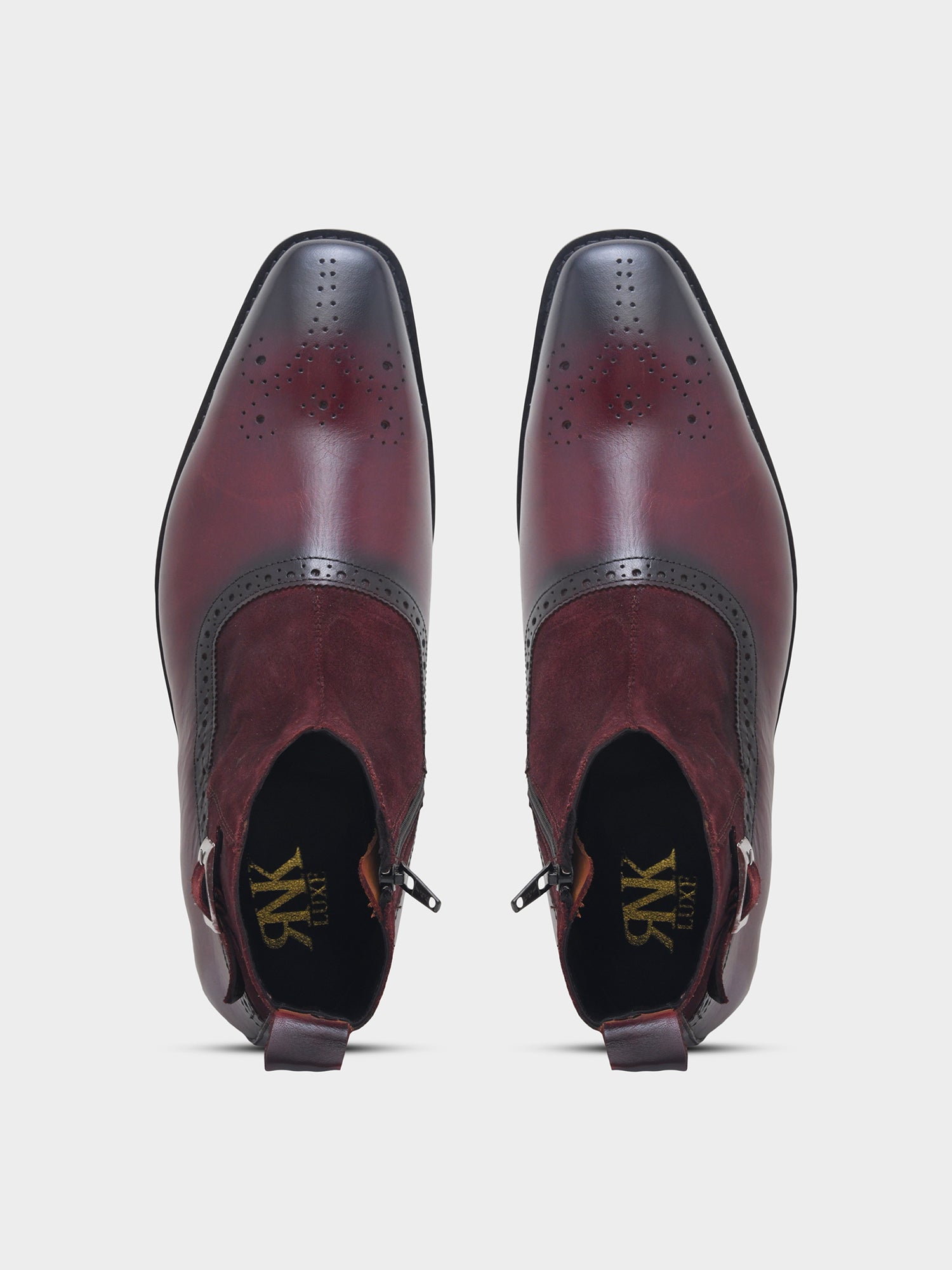 Eclipse (Deep Oxblood) - Handcrafted Dual Tone Jodhpur Boots | RNK LUXE