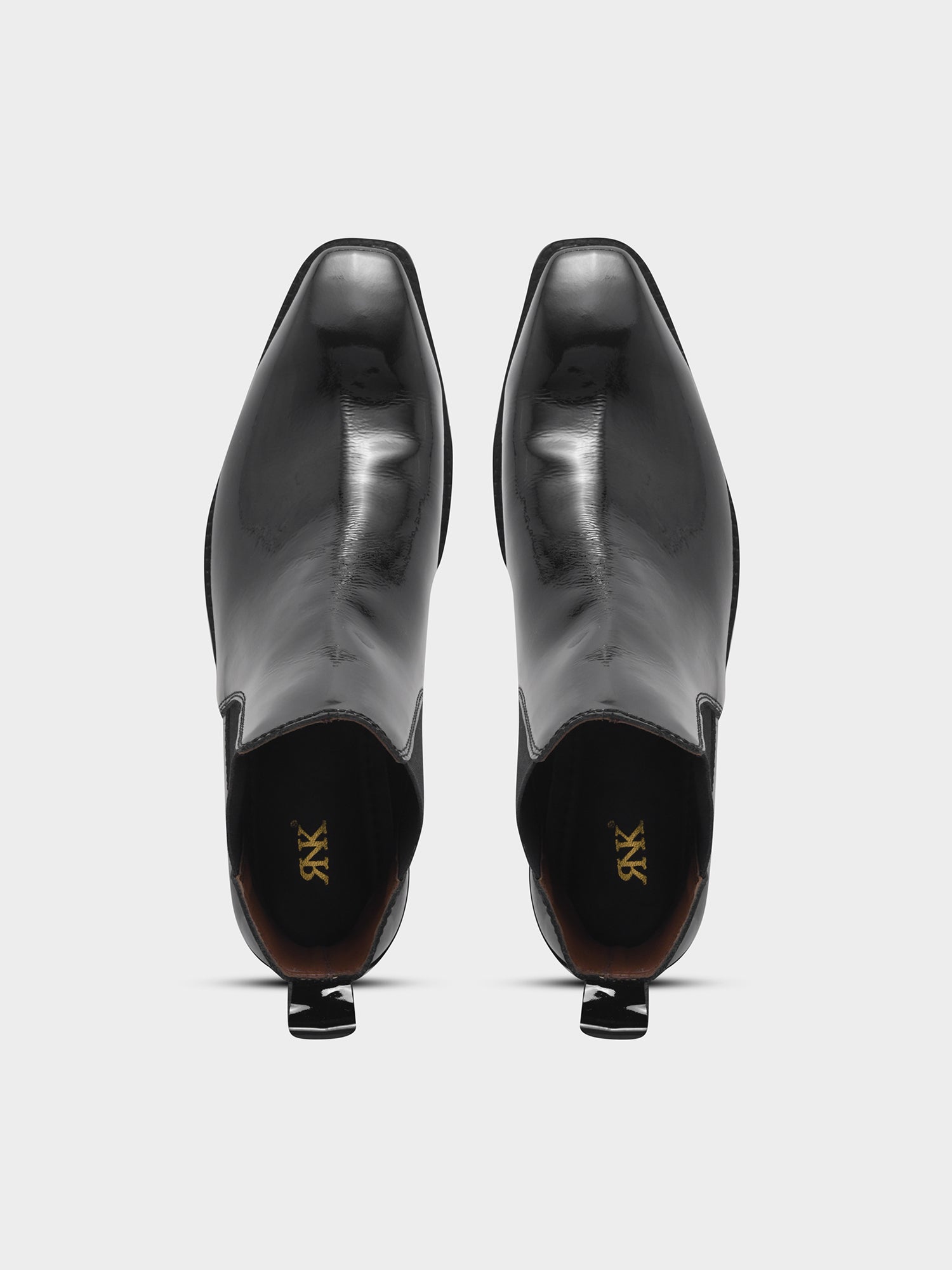 Loki – Premium Patent Leather Chelsea Boot in Jet Black