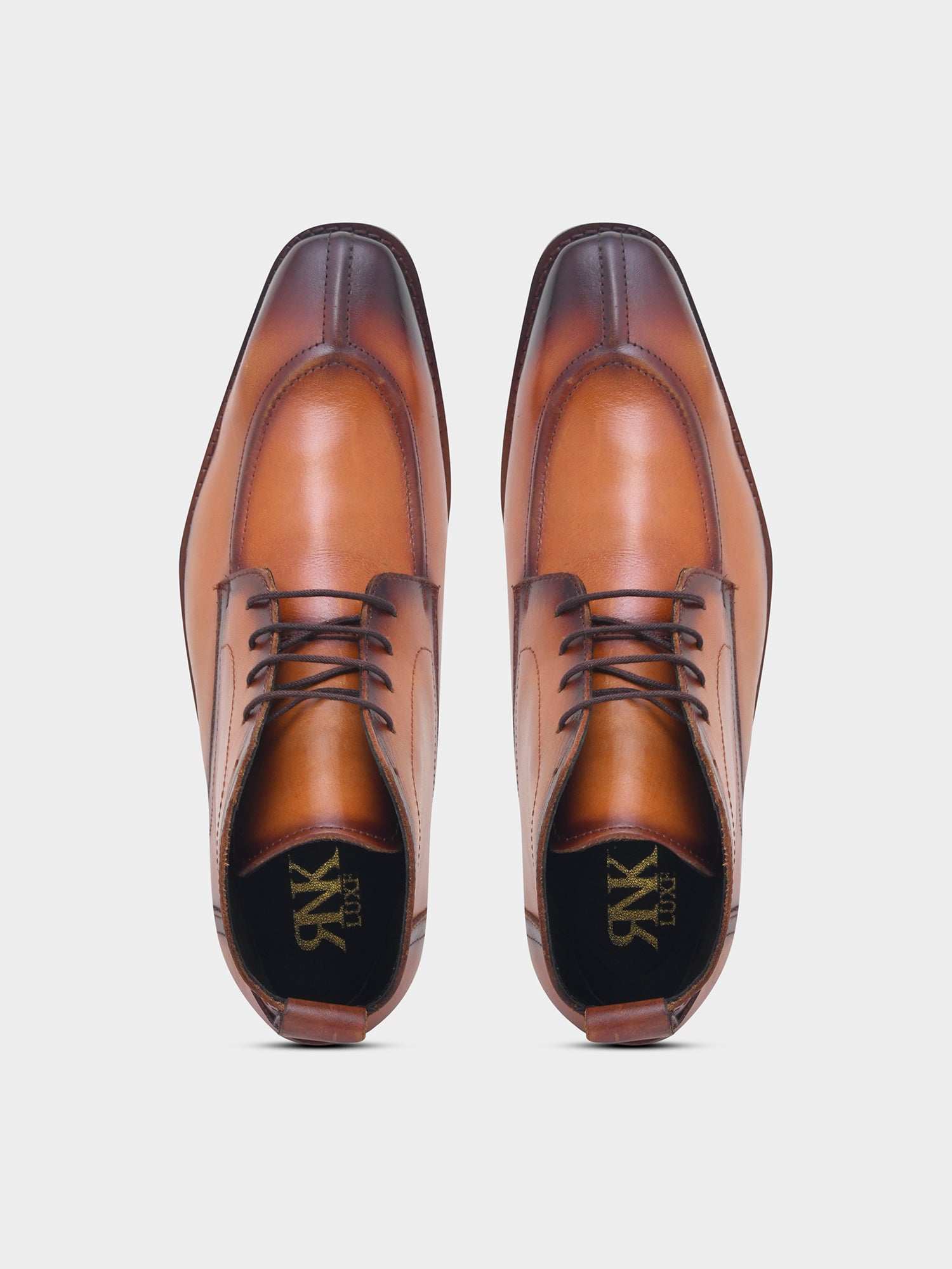 RNK Vesper Tan Boot | Premium Men’s Sleek Lace-Up Derby Ankle Boots