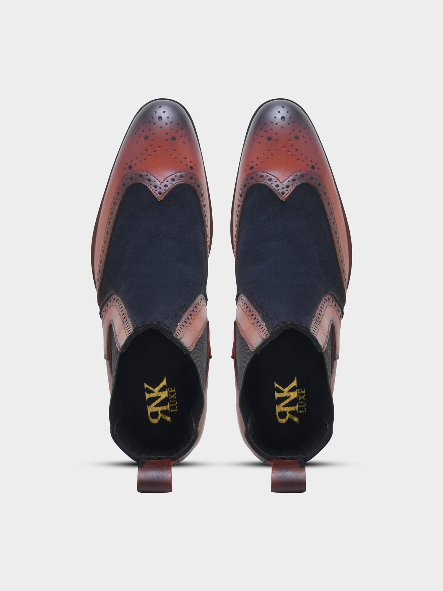 The Wing (Tan) - Wingtip Brogue Chelsea Boots | RNK LUXE