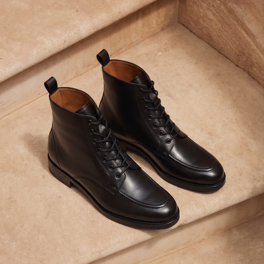 RNK Cooper Black Leather Derby Boots