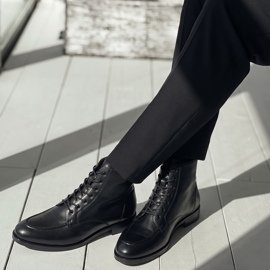 RNK Cooper Black Leather Derby Boots