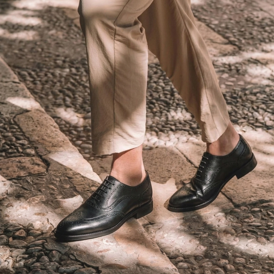 RNK Bradley Black Brogue Oxford Shoes for Men – Premium Leather Formal Shoes