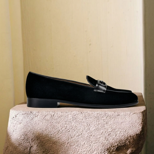RNK Amsterdam Noir Suede Horsebit Black Loafers
