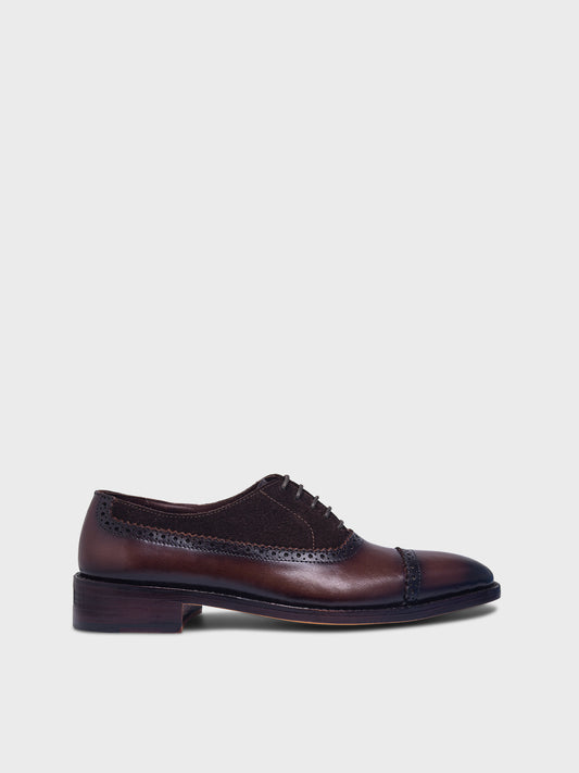 RNK Oxford 1984 (Goodyear Welted) – Brown Leather & Suede Brogue Derby Shoes for Men