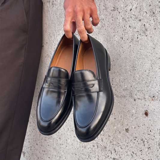 RNK George Black Penny Loafers