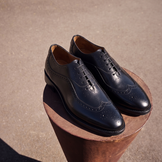 RNK Bradley Black Brogue Oxford Shoes for Men – Premium Leather Formal Shoes
