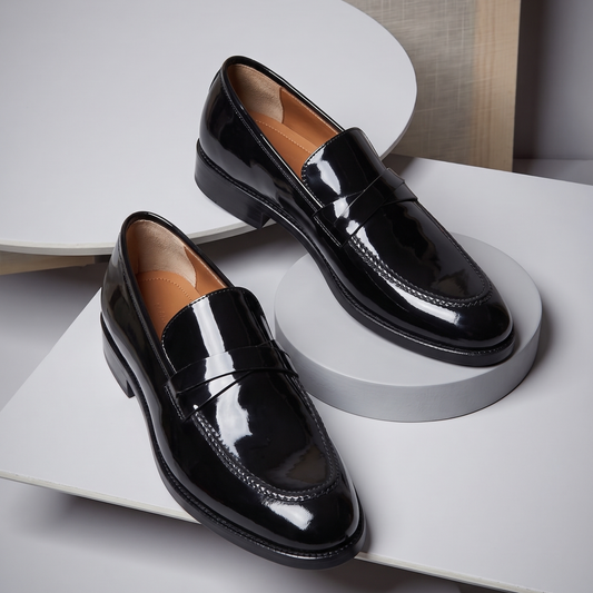 RNK Alex Black Patent Leather Penny Loafers