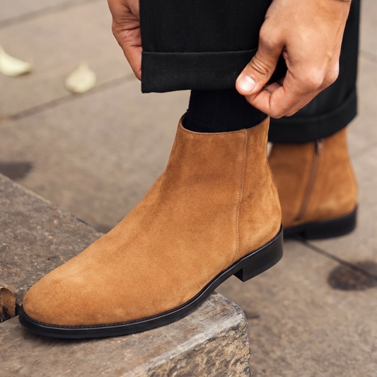 RNK Lord Noir Suede Boots in Tan