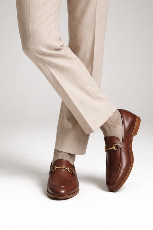 Milano – Hand-Burnished Cognac Calf Leather Horsebit Loafers
