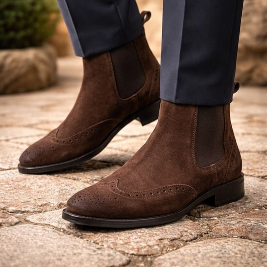 RNK Wellington Brun Suede Chelsea Boots in Brown