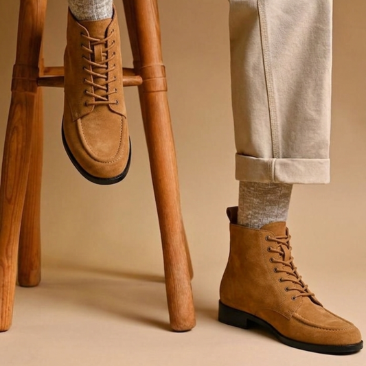 RNK Cooper Tan Suede Leather Derby Boots