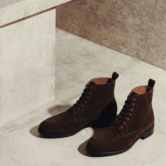 RNK Cooper Dark Brown Suede Leather Derby Boots