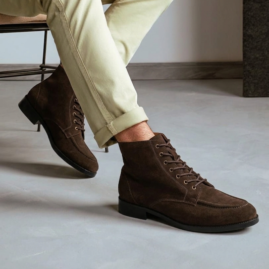RNK Cooper Dark Brown Suede Leather Derby Boots