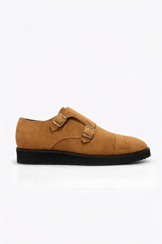 Monkers – Suede Double Monk Strap Shoes | Tan