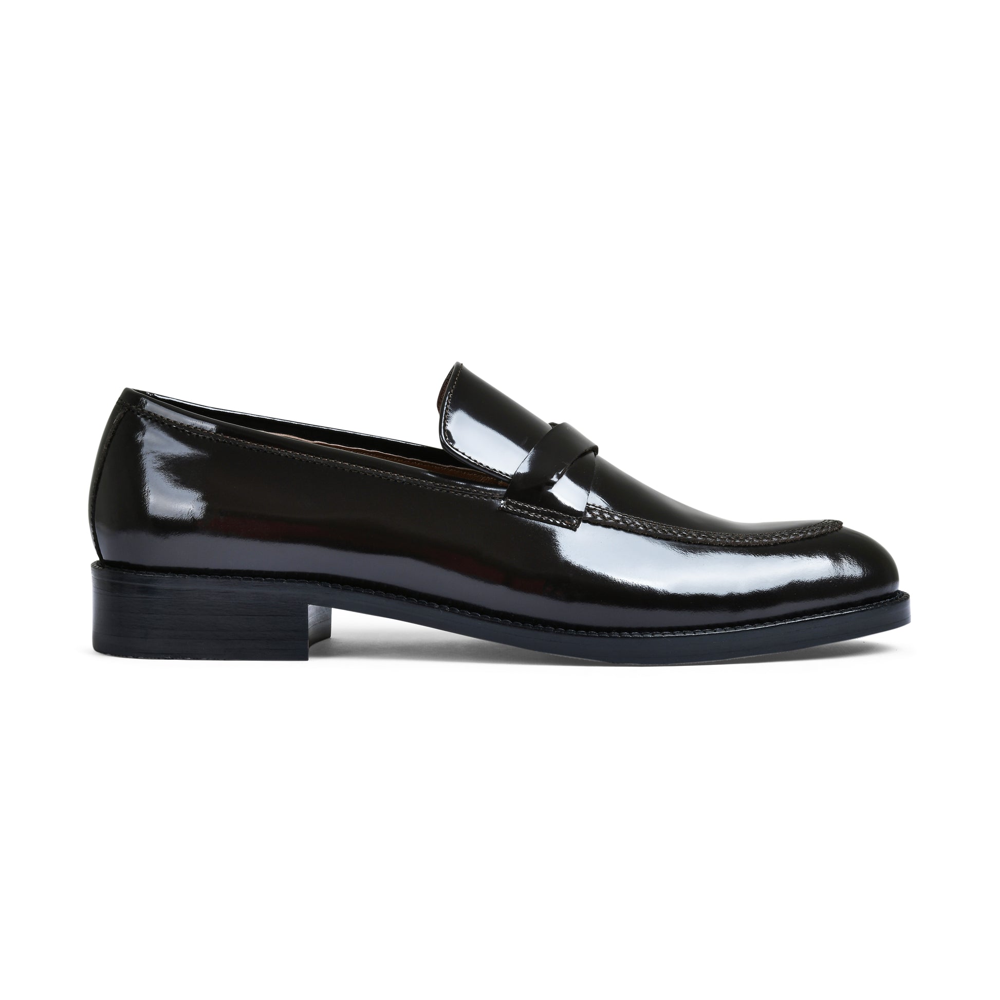 Black and gray sandal on a white background