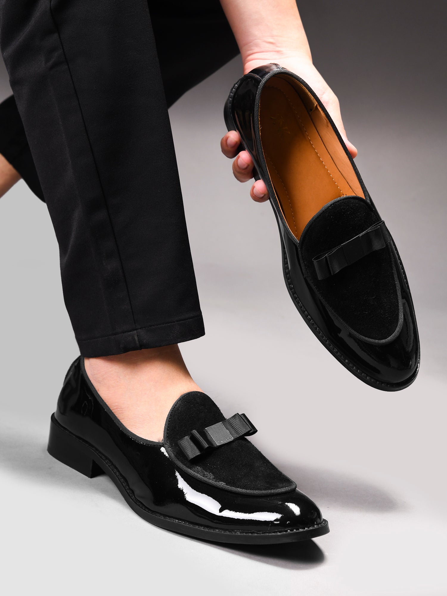 Classic Tuxedo Special | Patent Suede Ribbon Loafers