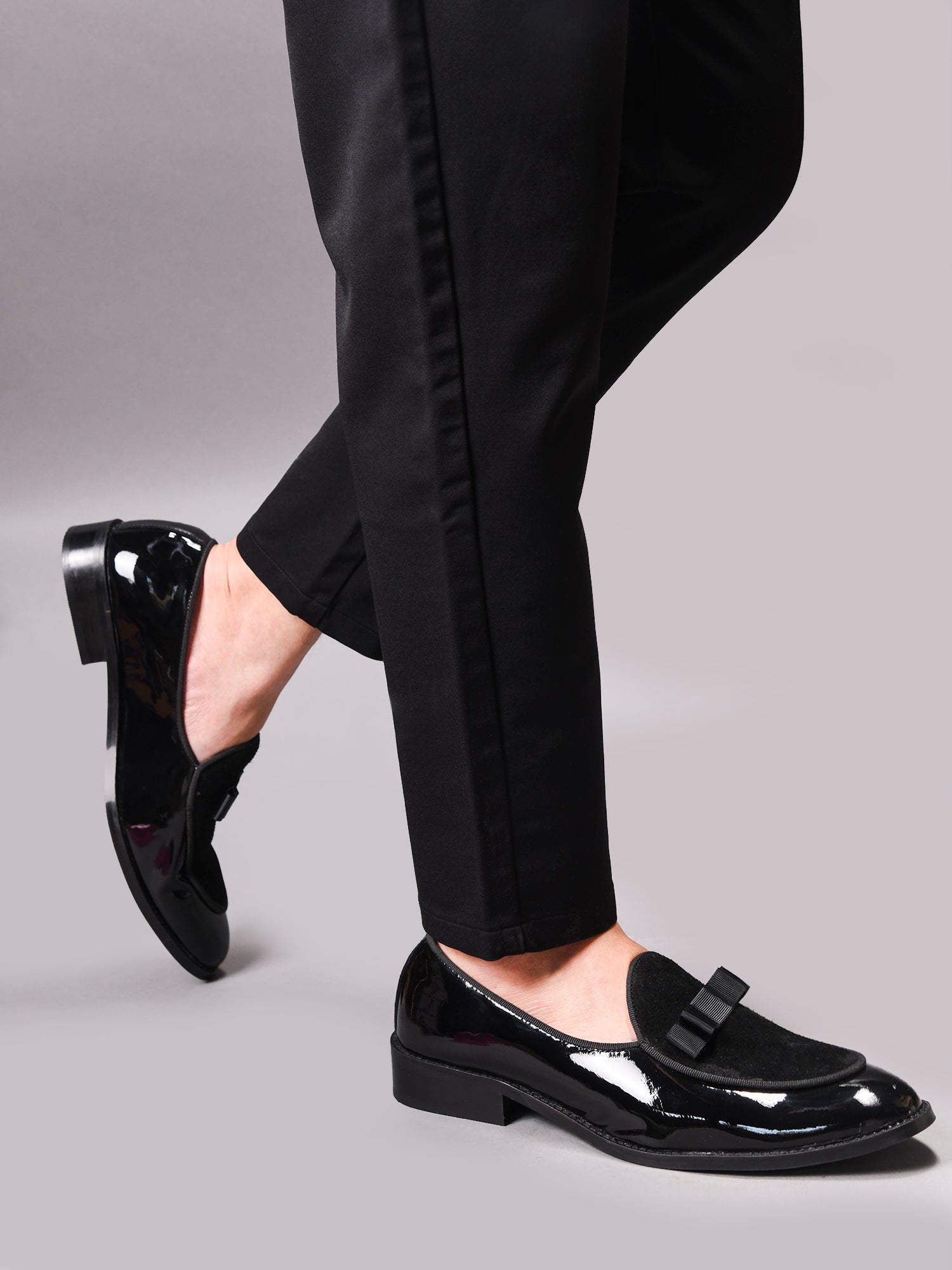 Classic Tuxedo Special | Patent Suede Ribbon Loafers