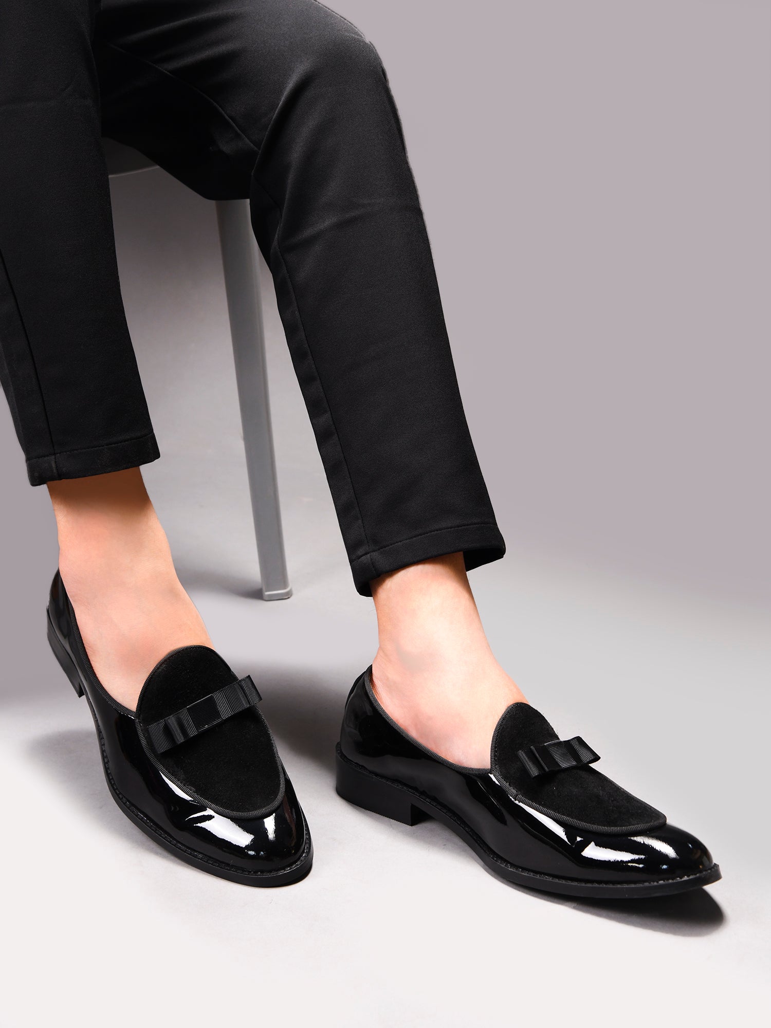Classic Tuxedo Special | Patent Suede Ribbon Loafers