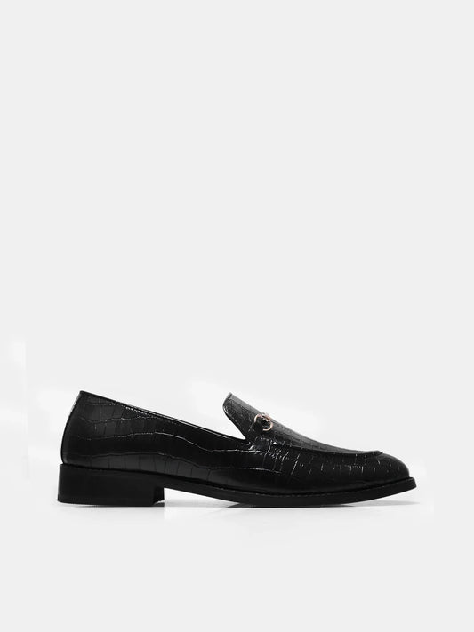 Black Croco Slip-ons  - Premium Loafers for Men (Black)