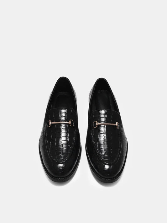 Croco Slip-ons in Black - Premium men’s loafers in a crocodile leather pattern, perfect for a sophisticated and timeless style.