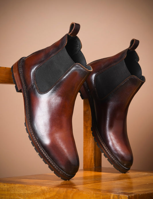 RNK BRONX – Brown Chelsea Boots for Men in Crust Leather