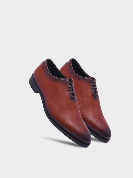 RNK ONECUT – Crust Leather Hand-Patina Wholecut Oxford Shoes for Men (TAN)