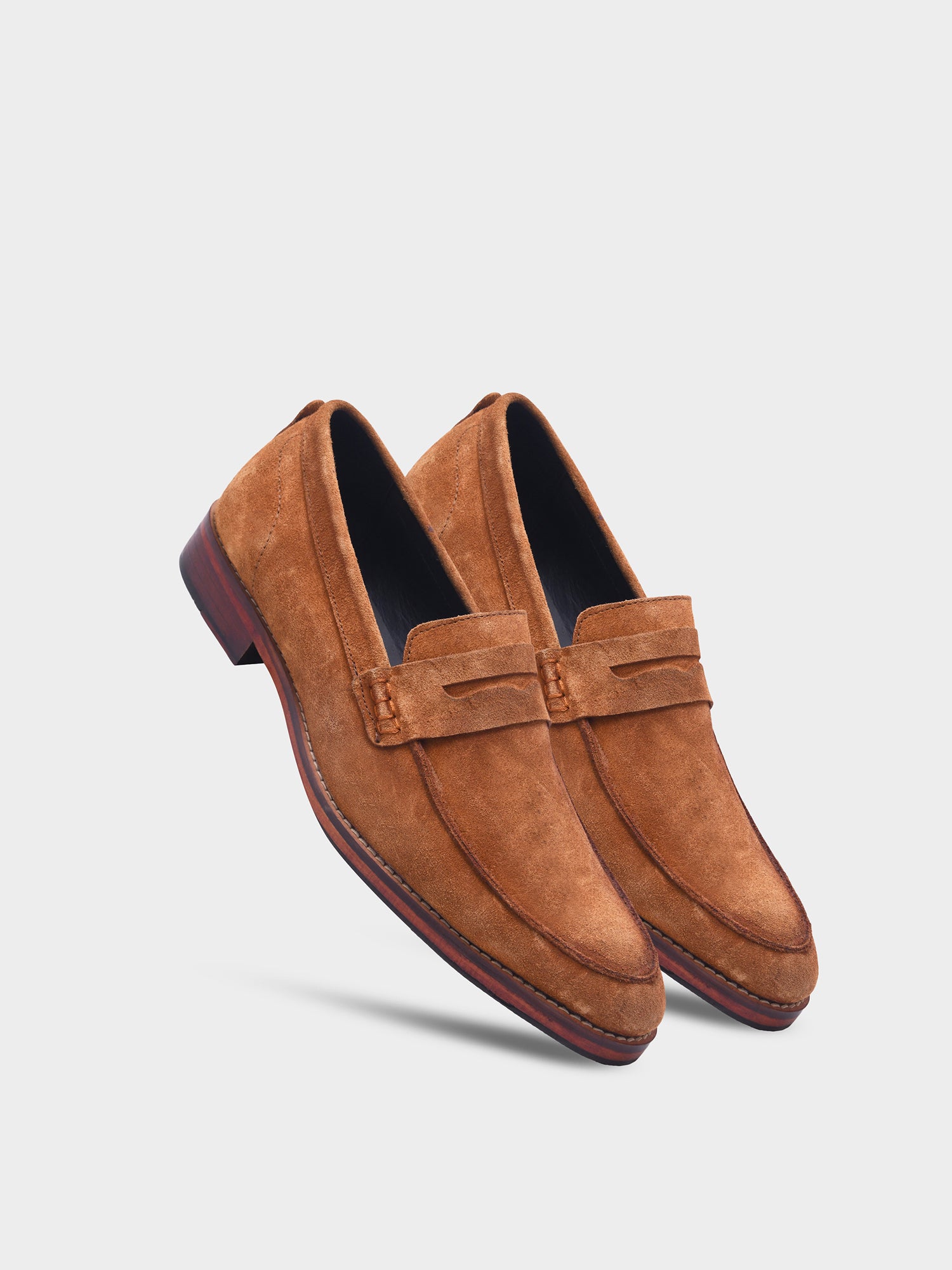 RNK CAMELLO – Premium Tan Suede Penny Loafers for Men