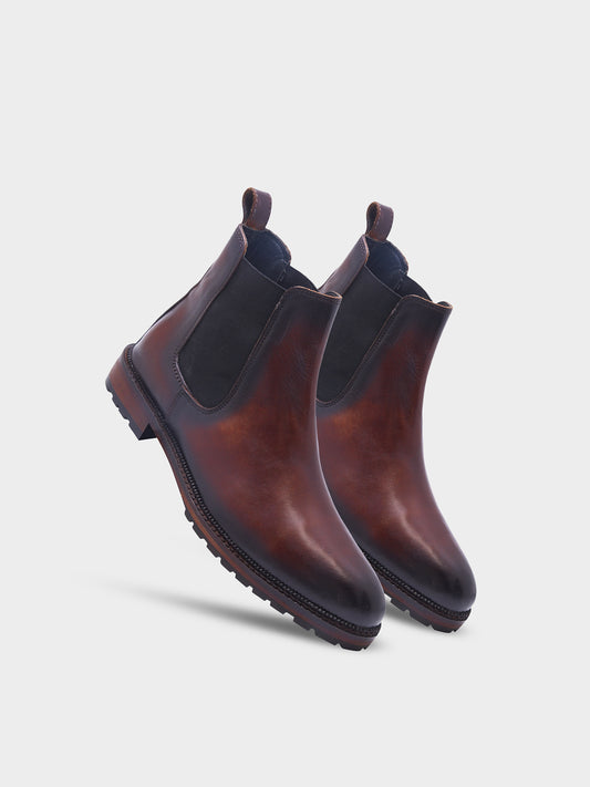 RNK BRONX – Brown Chelsea Boots for Men in Crust Leather