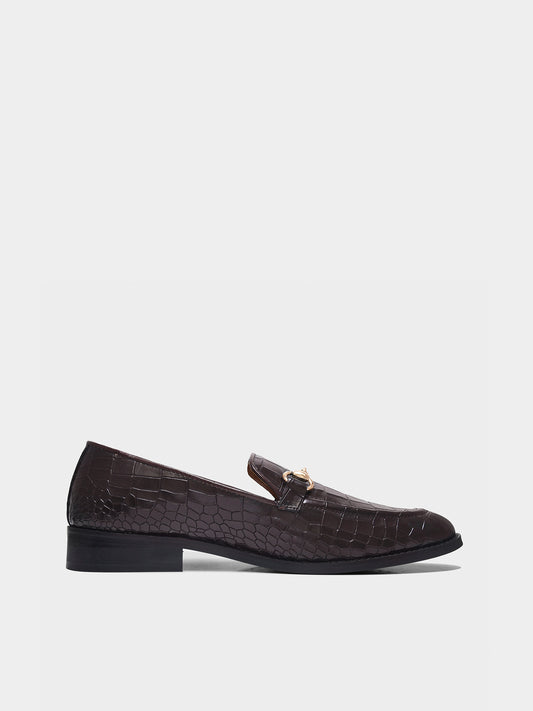 Dark Brown Leather Horsebit Loafers