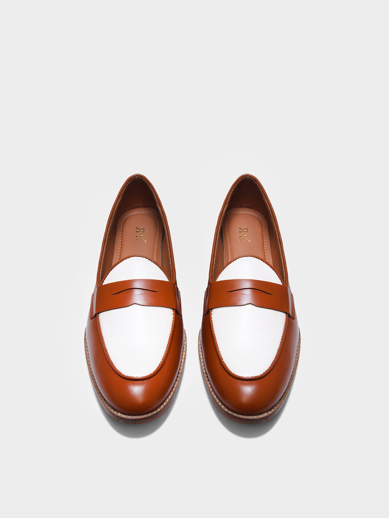 Tan and White Leather Loafers