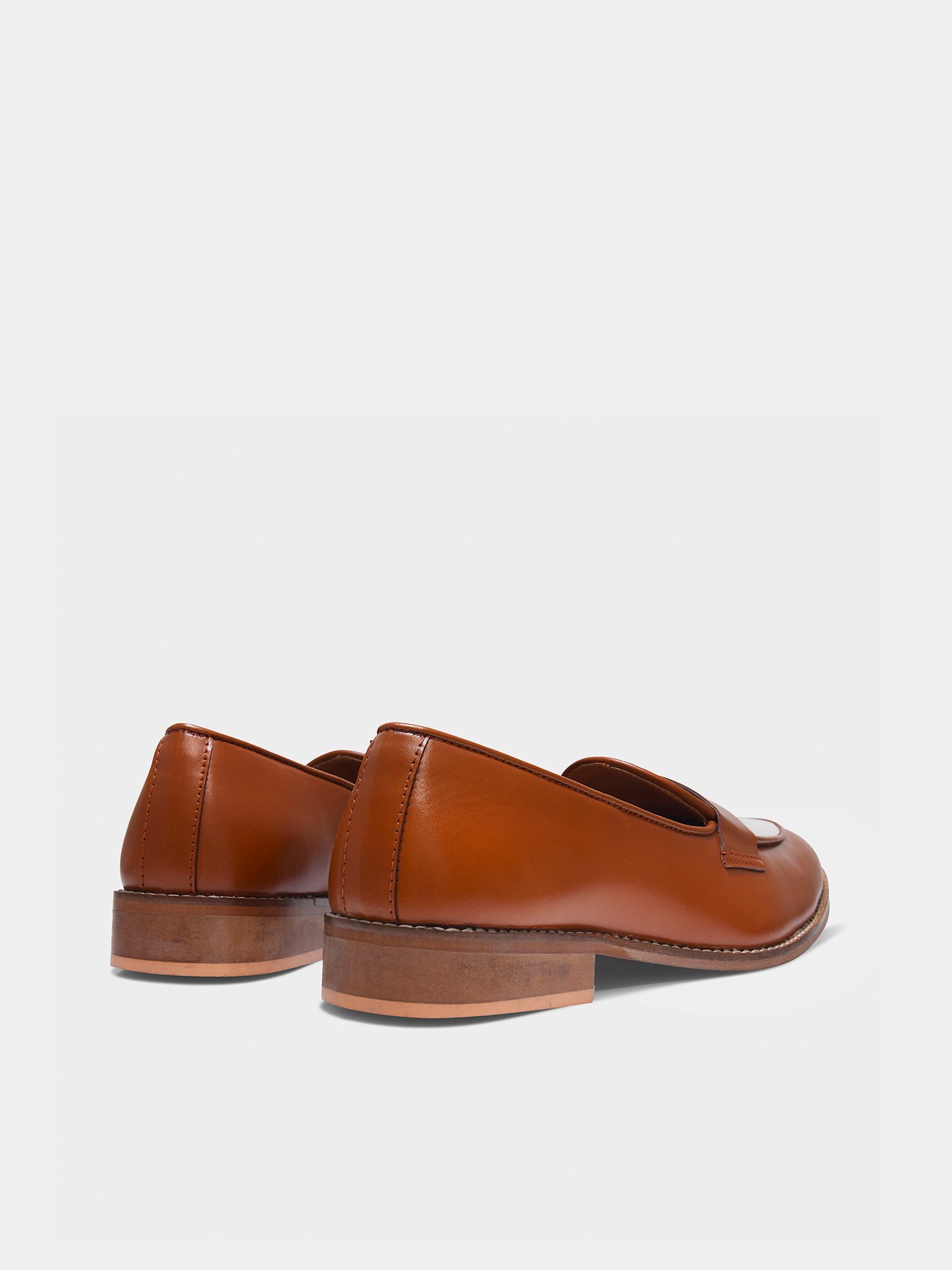 Tan and White Leather Loafers