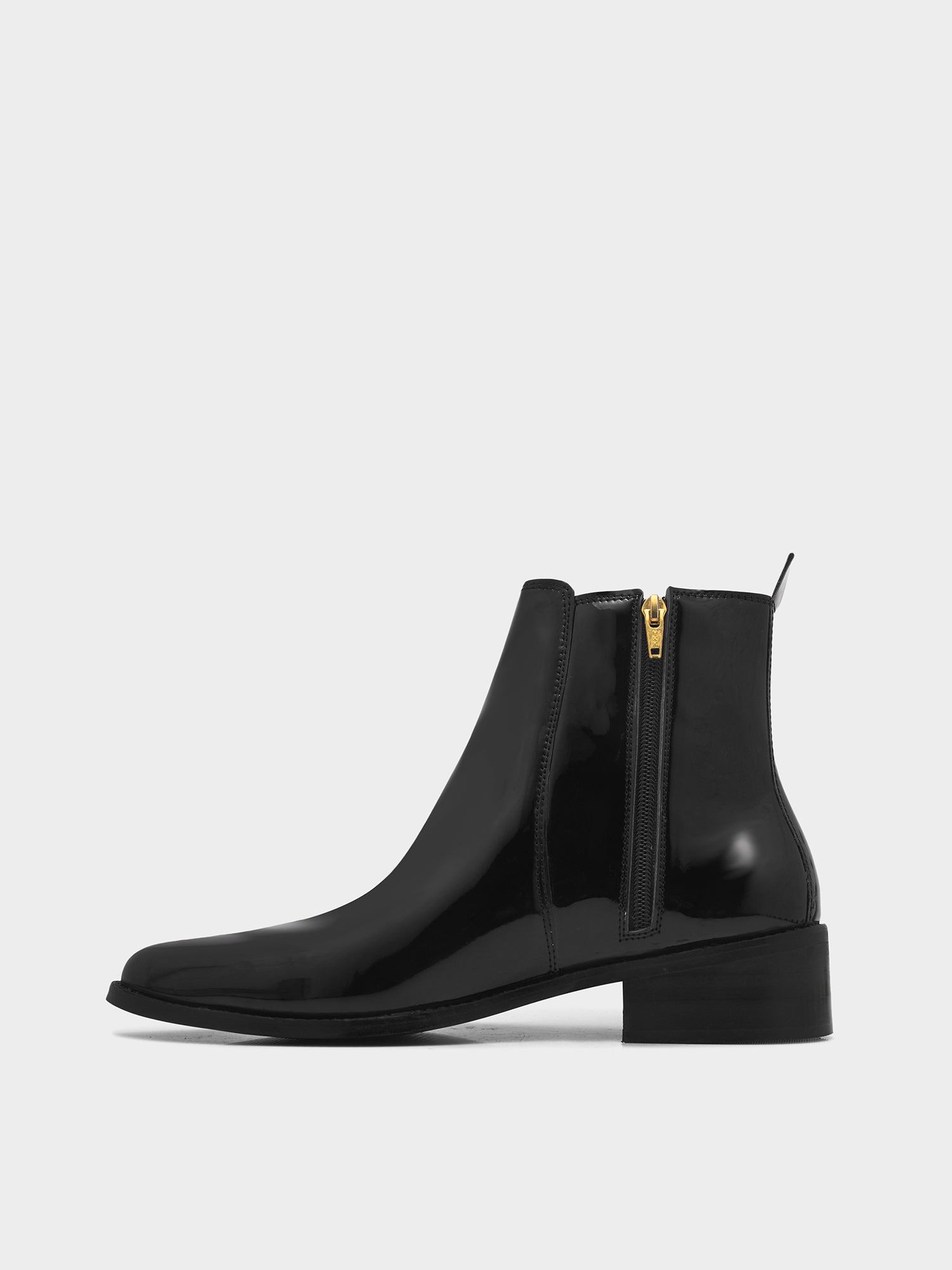 Loki – Pointed Toe Vegan Leather Boot with Side Zip in Jet Black