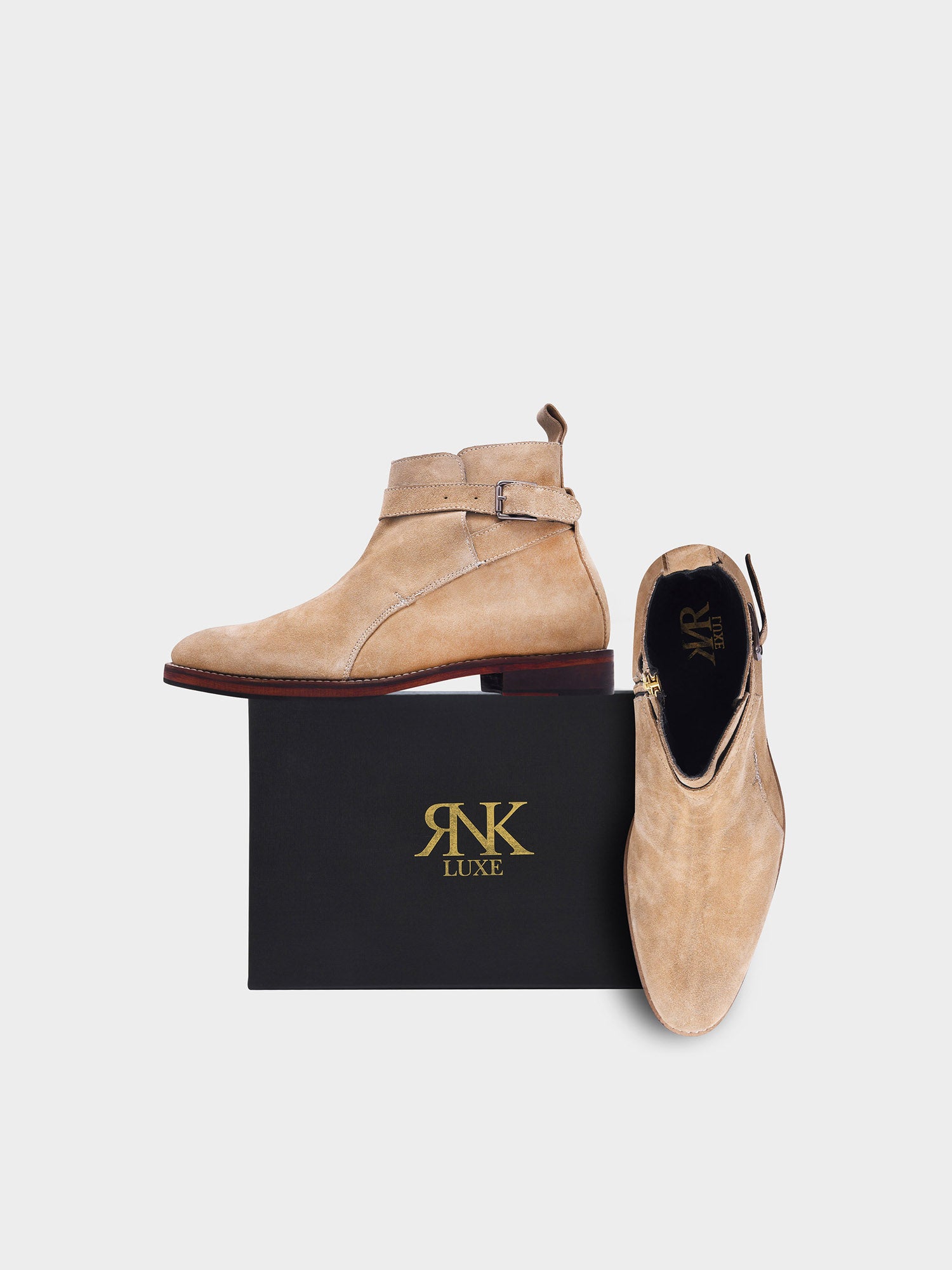 RNK DUNE SAND – Premium Light Beige Suede Jodhpur Boots for Men