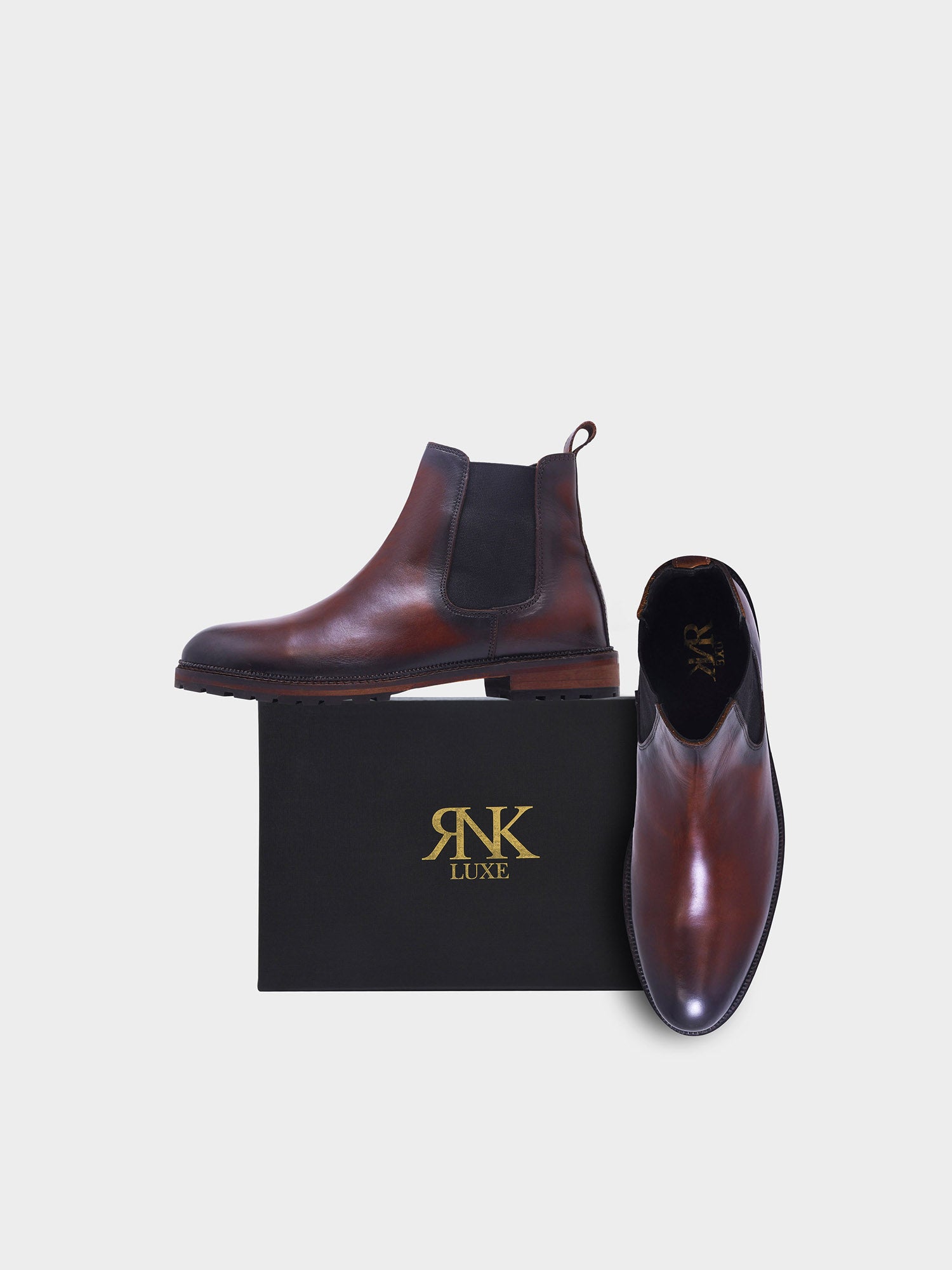 RNK BRONX – Brown Chelsea Boots for Men in Crust Leather